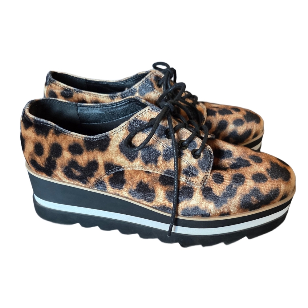 Aldo Leopard Print Platform Lace-Up Shoes Size 7.5